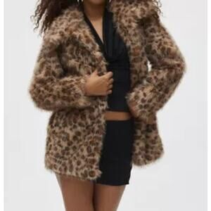Urban Outfitters Coat Stacey Cheetah Animal Print Faux Fur Mob Wife Maximalist